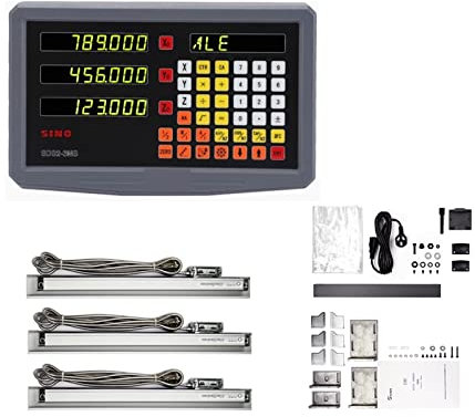Lineare Skala mit digitaler Anzeige, 3-Achsen-Digitalanzeige-Set DRO SDS3MS 3 STÜCKE Glas-Lineal-Lineal-Encoder-Sensor 5 μm KA300 70 ~ 1020 mm Drehbank-Mühle für Fräs- und Drehmaschinen(3MS 570X3 5MM)