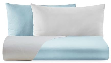 Boston Bettwäsche-Set für Einzelbett, wendbar, 2 Kissenbezüge – Frozen/Perla – 100% Perkal-Baumwolle – Made in Italy