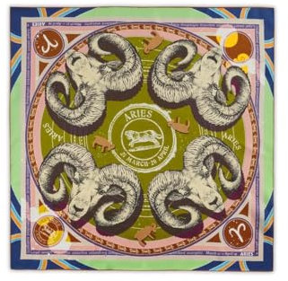 CODELLO Exklusives Sternzeichen-Tuch aus reiner Seide (Widder, khaki)