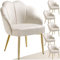 tectake® Cocktailsessel in Muschelform, Samt Stuhl mit Armlehne, Sessel Wohnzimmer, Loungesessel, Stühle Esszimmer, Relaxsessel, Sessel Schlafzimmer, Deko Zimmer, Lesesessel - créme/Gold, 6er Set