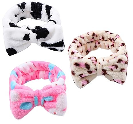CANIGHT Elastic Bowknot Hair Band Remover Headband Plush Headband Set Shower Hair Band