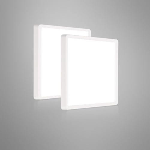 Ouyulong LED-Deckenleuchte, 18W kaltweiß Quadratisch Deckenlampe (2 Stück 6500 Kelvin 23cm)
