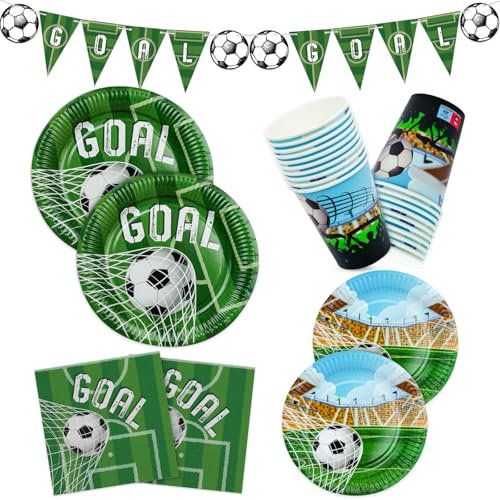 HNH Fútbol Platos, Servilletas y Vasos de papel desechables 112 piezas Vajilla para fiestas