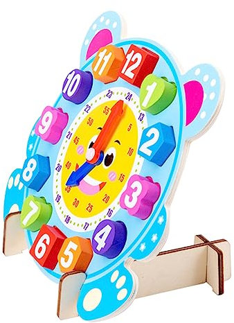 Vaguelly Kognitives Spielzeug Für Jungen Und Mädchen 1 Set Uhr-Spielzeug Form Und Zahl Lernspielzeug Aus Holz