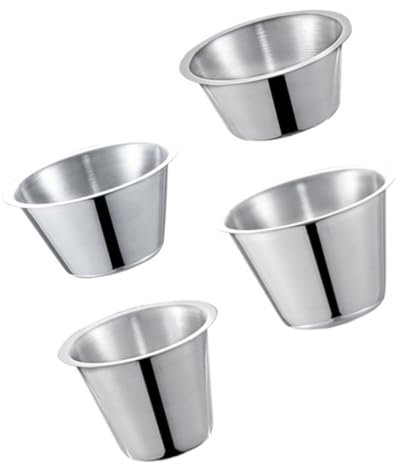 VICASKY 4pcs Stainless Steel Sauce Cups Ramekins Lids Condiment Canisters Pots