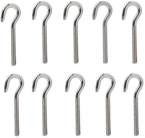 huruirui 10pcs Vite a Gancio M4 Bullone Occhiello in Acciaio Inossidabile 304 Golfare a Gambo Lungo Gancio Appeso Fissaggio e L'attaccatura