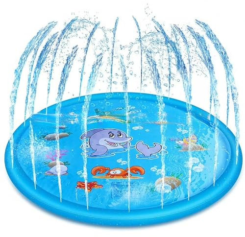 CLIUNT Splash Pad for Kids, 68/170CM Water Sprinkler for Kid, Kids Splash Pad Sprinkler Play Mat, Outdoor Garden Play Mat, Garden toys for Toddlers Age 3-5