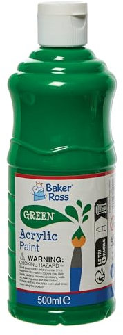 Baker Ross FN509 Green Acrylic Paint 500ml - Pack of 1, Paint for Arts and Crafts, Kids Paint