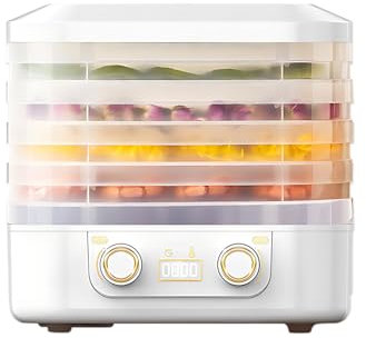 Food Dryer Machine for Home, Household Digital Food Dryer With 5 Trays, Adjustable Timer And Temperature Control, Suitable For Meats Vegetables And Snacks (White)