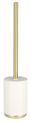 home&you - Klobürste Lonar, WC-Bürste, Toilettenbürste, Badezimmer Zubehör, Bad Accessoires, Bürstengarnitur, aus Kunstharz und ABS, 38 x 8,5 x 8,5 cm - Weiß/Gold