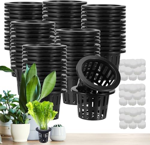 Hydroponic Pots | Fifty Hydroponic Mesh Cups for Garden Planting | Sponges Attached Garden Equipment for Beginner-Friendly Aquaponics Flower Baskets in the Room