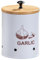 Jorzer Recipiente para Ajos De Acero Al Carbono con Ventilación Y Tapa De Bambú Estilo Clásico para Encimeras Cocina Rústica.