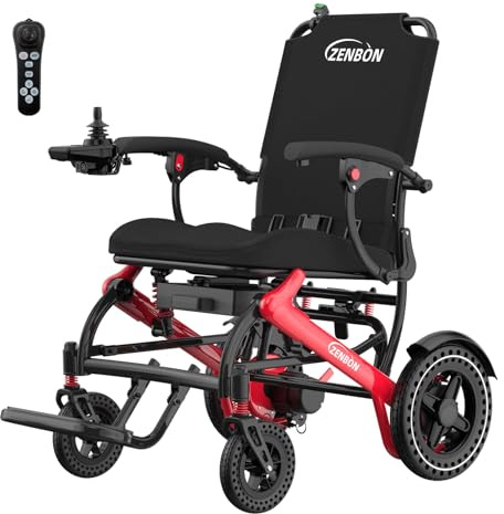 Silla de ruedas eléctrica plegable ligera 17,8 kg: 25 KM Silla de ruedas eléctrica con mando a distancia y botón de ayuda deslizante trasero, silla de ruedas eléctrica plegable All Terrain
