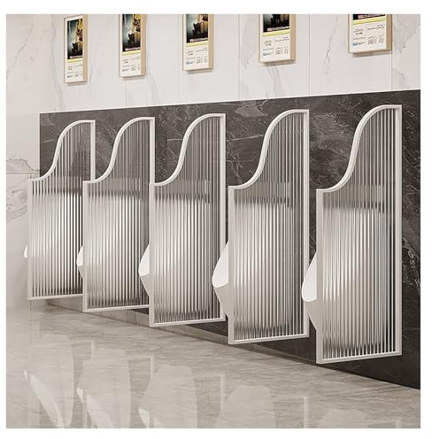 WLCNYL Urinal Partition, Partition Glass Panel Stainless Steel Frame, Wall-Mounted Urinal Screen Toilet Partition, Toilet Protection Divider, For Hotel Schools Shopping(White,4pcs)