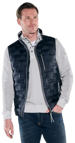 engbers Herren Steppweste mit Strickkragen, Saphirblau