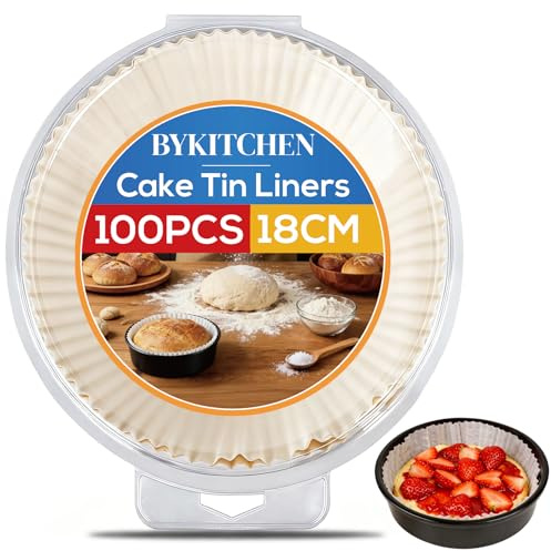 BYKITCHEN 18cm Round Cake Tin Liners, Baking Parchment
