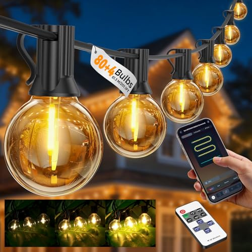 Outdoor Lights Mains Powered-61.3M,LED G40(80+4 Spare)Festoon String Lights