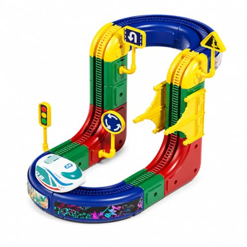 145 PCS Eisenbahn Elektrisch Cube Track, 3D Schwerkrafttrotzendes Zug Set, DIY Zugstrecken Spielzeug, STEM Lernspielzeug & Geschenkidee für Kinder 3–8 Jahre, Kreatives Bauen Spielzeug
