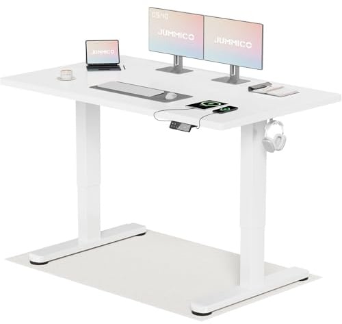 JUMMICO Höhenverstellbarer Schreibtisch 140x70 cm Einteilige Tischplatte, Elektrisch mit 2 Motoren, 120 kg Traglast, 72-120 cm Höhenbereich, 7-Tasten Touchscreen mit Memory & USB-C