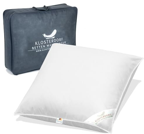 Klosterdorf Bettenmanufaktur Premium Kopfkissen - ''prächtig Deluxe'' - 80x80 cm - 950 Gramm - Handarbeit aus Deutschland - Für einen gesunden Schlaf