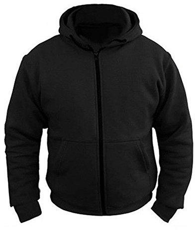 SPEED MAXX LTD Mens Black Fleece Hoodie with Kevlar Lining Removable Armour Motorbike Motorcycle Jacket (XL)