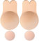 Memoryee Women's Push Up Adhesive Silicone Invisible Rabbit Bra Reusable Lifting Bra Cups Nipple Cover/Beige-1Pair/L(C/D Cup)