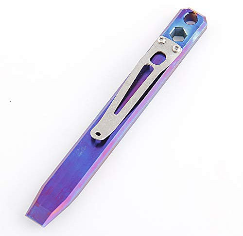 Barra de titanio EDC multifunción, herramienta de bolsillo con clip y agujero para cordón