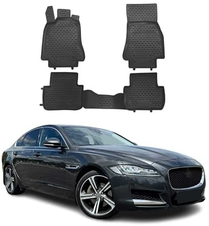 OMAC Fußmatten für Jaguar XF 2009-2015 TPE 4X Schwarz | Gummimatten, Automatten, Allwetter, fahrzeugspezifisches Produkt, Antirutsch, 3D-Passform, wasserdicht