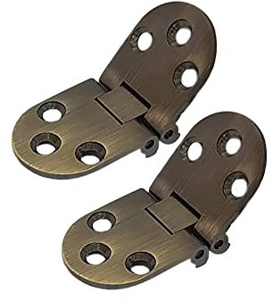 QCAA Solid Brass Table Folding Flip Top Hinge, 2-3/4 x 1-3/16, Antique Brass, 2 Pack, Made in Taiwan
