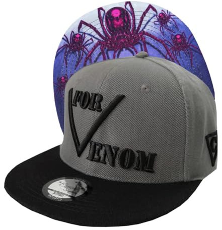 Capiche [99+ VARIATIONEN] Snapback Cap - Kappe - Baseball - Mütze - Herren - Dunkelgrau - Spin - Eng - Schwarze Witwe - Tier - [Venom] Black Widow
