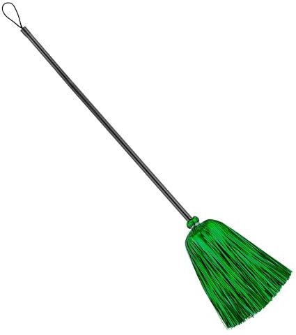 W WIDMANN MILANO Party Fashion 52774 - Scopa da strega con tinsel verde, ca. 92 cm, in plastica, accessori, travestimento, carnevale, Halloween, festa a tema, strega