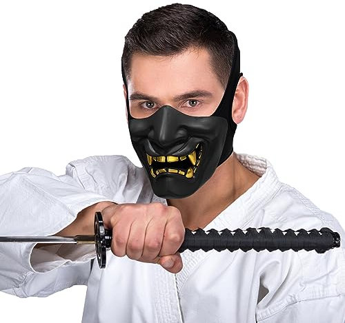 Taktische Halbgesichtsmaske, Hälfte Gesichtsmaske Gesichtsschutz Maske für Softair/Paintball/BB Gun/CS/Jagd/Schießen, ideal Maske für Halloween, Cosplay, Kostüm Party (schwarz)