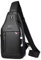 GKE Herren PU Leder Rucksack Brust Tasche Crossbody Umhängetasche Business Tasche Reisetasche Daypack Casual Tasche Wandern Schwarz