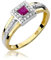 Damen Ring 585 14k Gold Gelbgold echt Rubin Edelstein Diamanten Brillanten