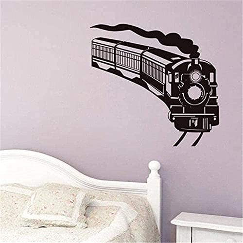 Art Lokomotive Zug Silhouette Vinyl Wandaufkleber 59X61Cm Kinderzimmer Selbstklebende Wandtattoo