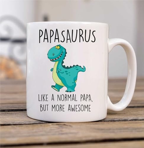 60 Second Makeover Limited Papasaurus Mug Papa Dinosaur Fathers Day Funny Mug Present Christmas Birthday Gifts for Men Awesome Papa Gifts for Him from Grandchildren
