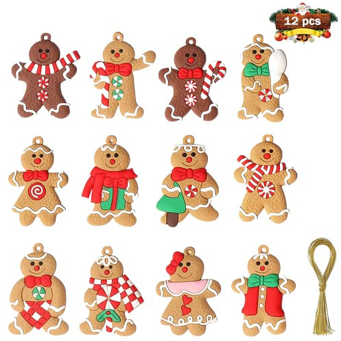 Crazy Bean 12 Piezas Adorno de Navidad de Hombre de Jengibre Adornos para el árbol Artículos Decoración de Navidad Originales