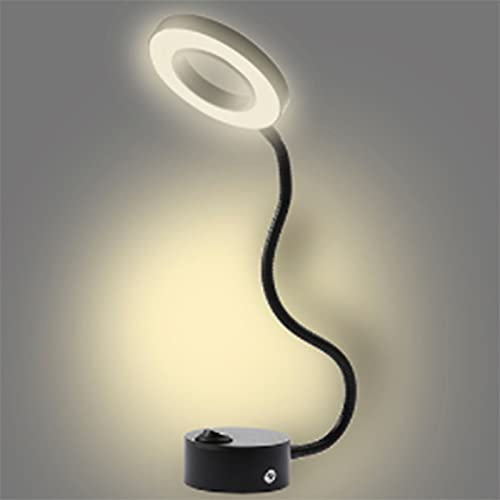 JUTTAUTO 5W LED Leselampe, 360° Drehbarer Schlauch 12V Wandlampe Nachttischlampe Schwanenhals Flexible Wandleuchte für Wohnwagen Wohnmobil Boot Schlafzimmer (Schwarz-1pcs)
