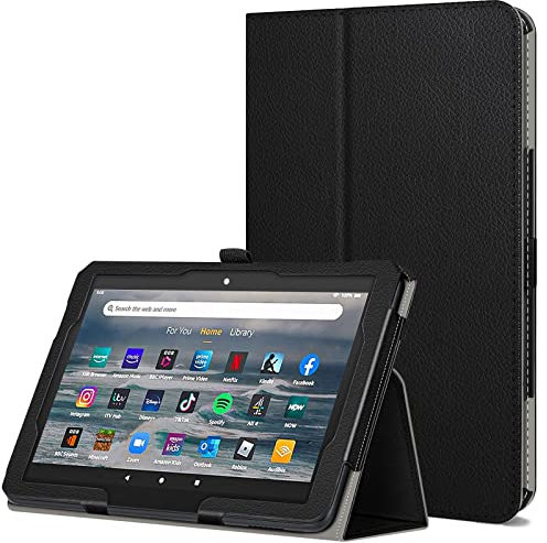 ZtotopCases Case for Amazon Fire HD 7 Tablet (12th Gen, 2022) - Slim Folding Stand Leather Cover with Pencil Holder, Auto Wake/Sleep, Black