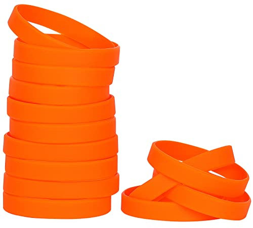 THXIY 25 Stück Silikon Armband Universal Armbänder Blank Gummi silikonarmbänder für Mann Frauen Männer Orange