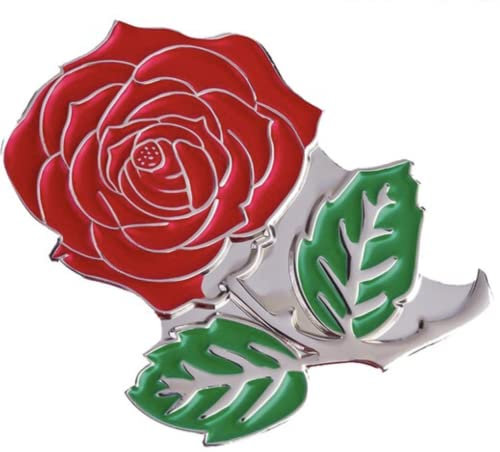 Red Rose Flower Stem English Enamel Pin Badge Lapel – 2.8cm x 3.3cm – Hard Enamel Red and Green Floral Brooch – Symbol of England