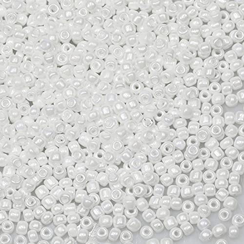 Bala&Fillic Weißeperlend Farbe 3mm Perlen zum Auffädeln 3600Stücke/100Gramm,8/0 Glasperlen zur Herstellung Schmuck, Armbändern, Halsketten und Ohrringen (Weißeperlend)