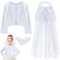 Haull 3er Set Erstkommunion Schleier für Mädchen Hochzeitskleid Blumenschleier Stirnband Strickjacke Weiß Satin Handschuhe Heilige Kommunion, Weiss/opulenter Garten, 10 -11 Years