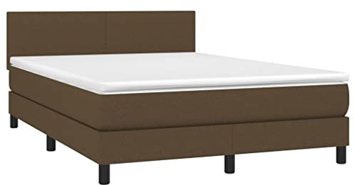 vidaXL Boxspringbett mit Matratze Polsterbett Doppelbett Bett Hotelbett Schlafzimmerbett Bettrahmen Bettgestell Lattenrost Dunkelbraun 140x190cm Stoff