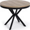 WFL GROUP Runder Ausziehbarer Esstisch - Loft Style Tisch mit Metallbeinen - 100 bis 180 cm - Industrieller Tisch für Wohnzimmer - Kompakt - 100 cm - Sonoma Eiche