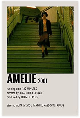 HDTS Klassisches Filmposter Amelie, Vintage-Leinwand, Schlafzimmer, Dekoration, Sport, Landschaft, Büro, Raumdekoration, Geschenkrahmen: 50 x 75 cm