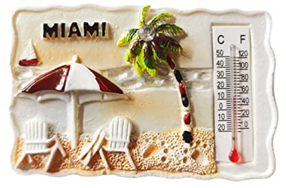 Miami USA 3D-Kühlschrankmagnet, Souvenir-Geschenk, Kunstharz, handgefertigt, Miami-Kühlschrankmagnet, Heim- und Küchendekoration, Kollektion