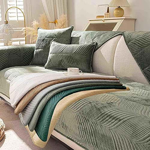 Sofa/Couch überzug/überwurf, Sofaschoner rutschfest, Super Weicher Samt Sofabezug für Sofa L Form/U Form/Ecksofa 3/2/1 Sitzer, Sofaschutz Hund Kratzschutz Katze (Salbeigrün,70x180cm)