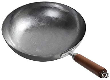 ZWEBY Bratpfanne Handgefertigte Präzision geschmiedet, unbeschichteter Eisen -Wok -Haushaltsgasofen Wok Kochgeschirr (Farbe : Iron, Size : 36cm)
