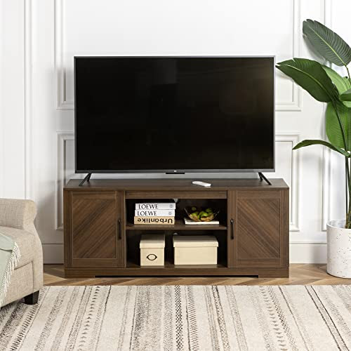 Zinus Bennett TV Unit Stand - TV Stand 147x40x60 cm - Unit with Storage shelves and doors - Brown